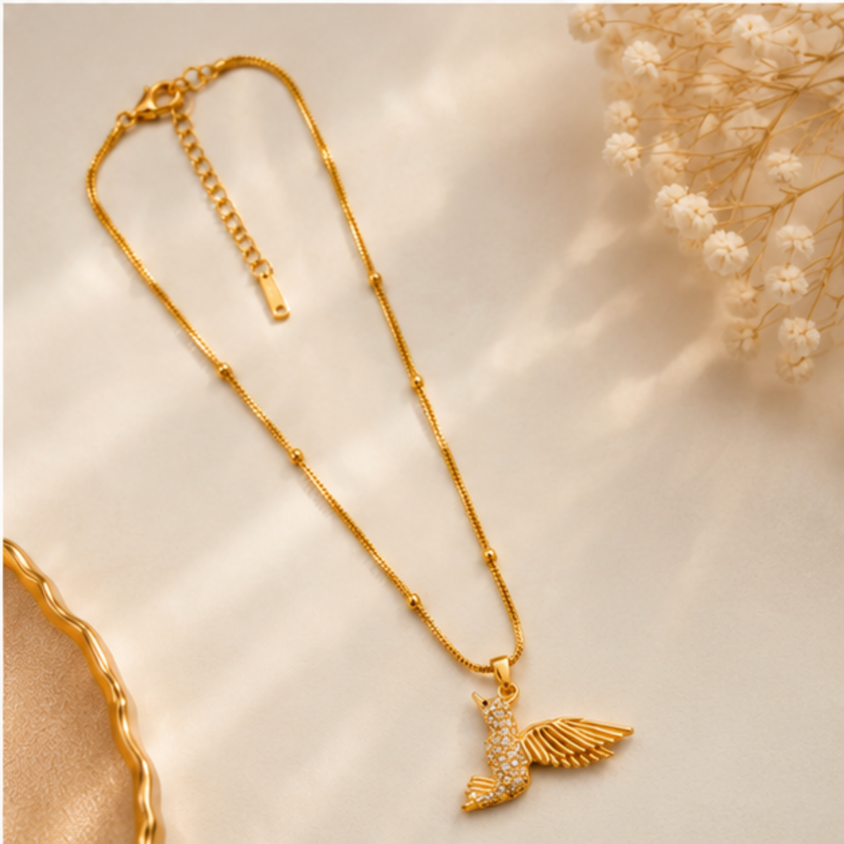 Gold Winged Angel Pendant Necklace for Everyday Elegance