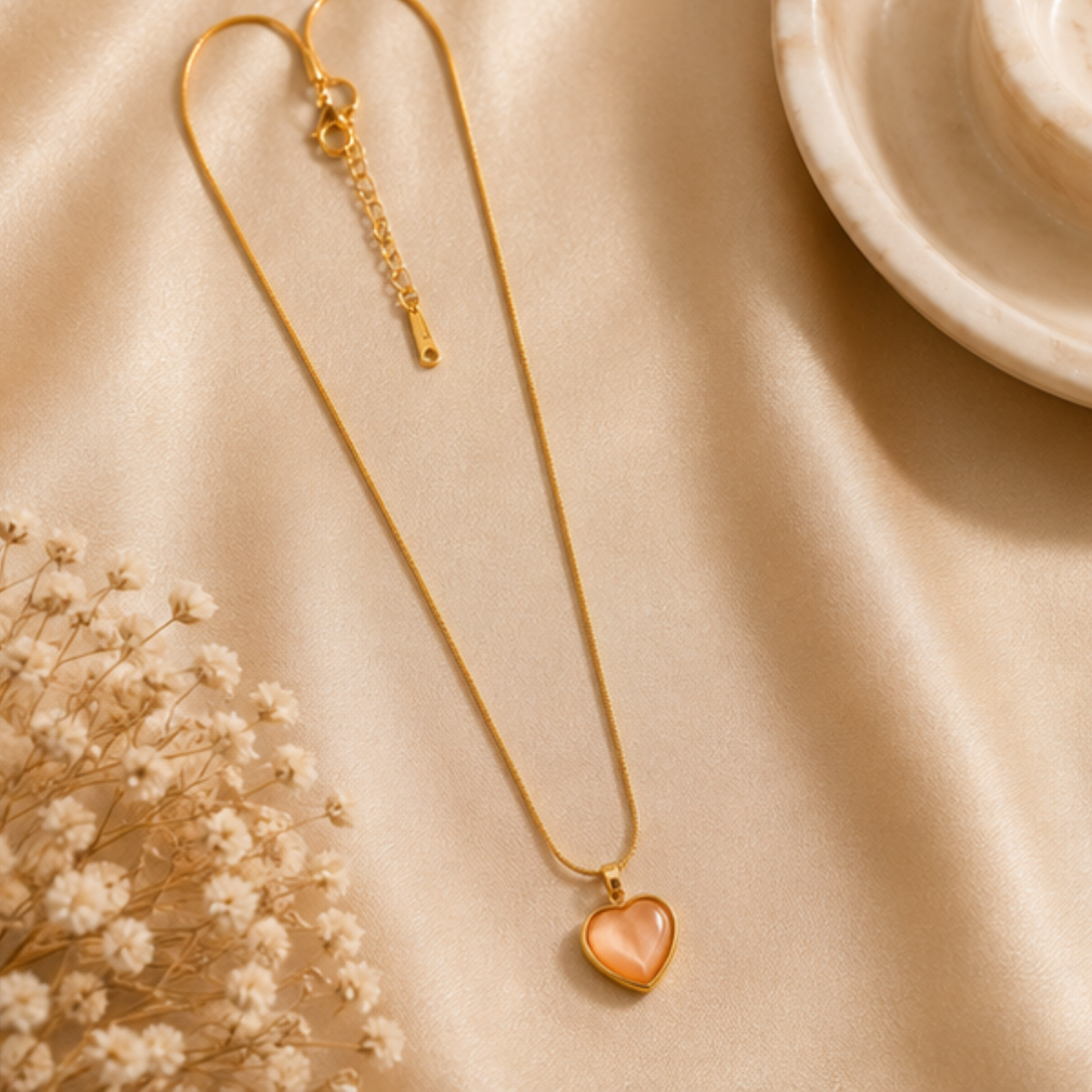 Delicate Gold-Tone Heart Pendant Necklace for Everyday Elegance