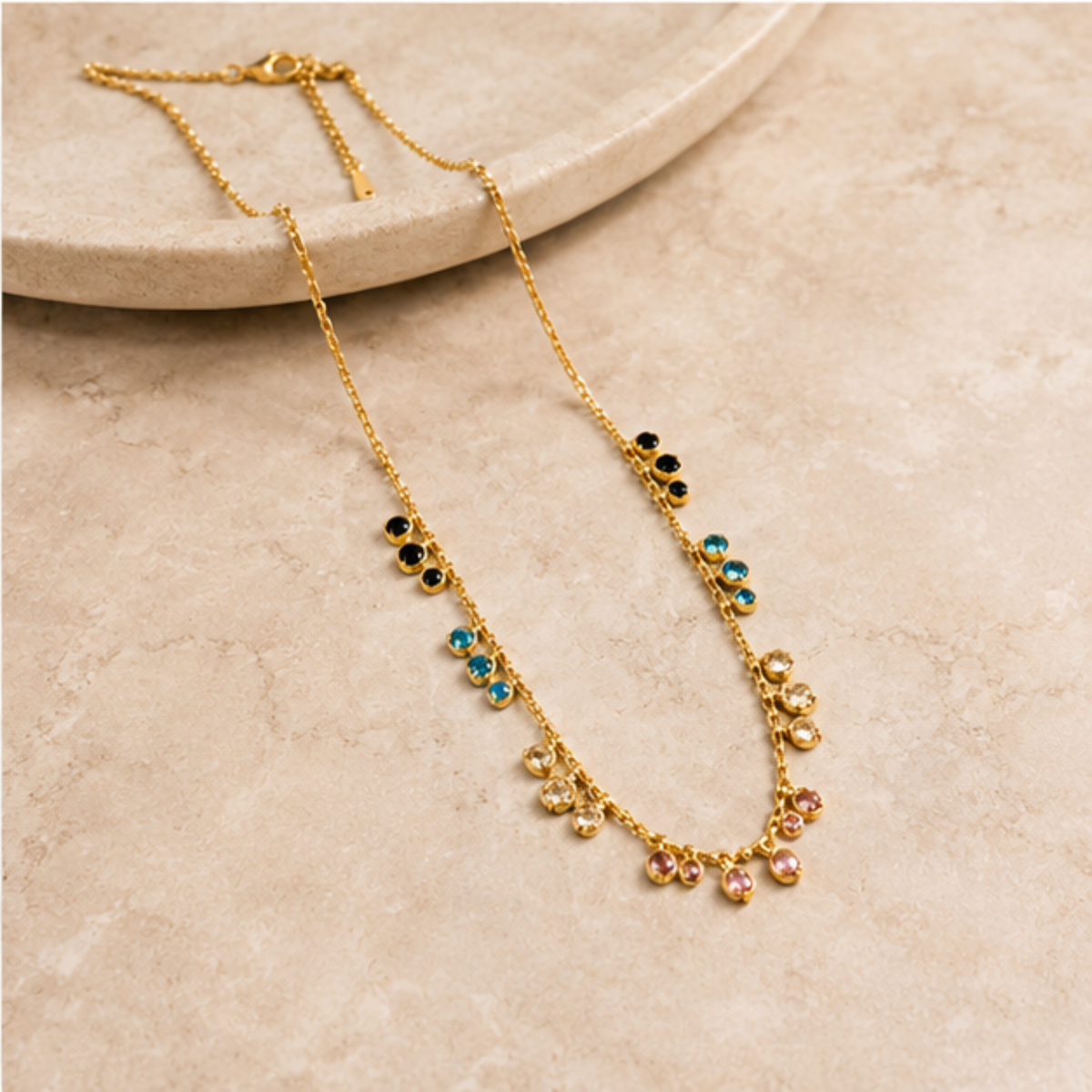 Gold Multicolor Beaded Necklace for Everyday Elegance
