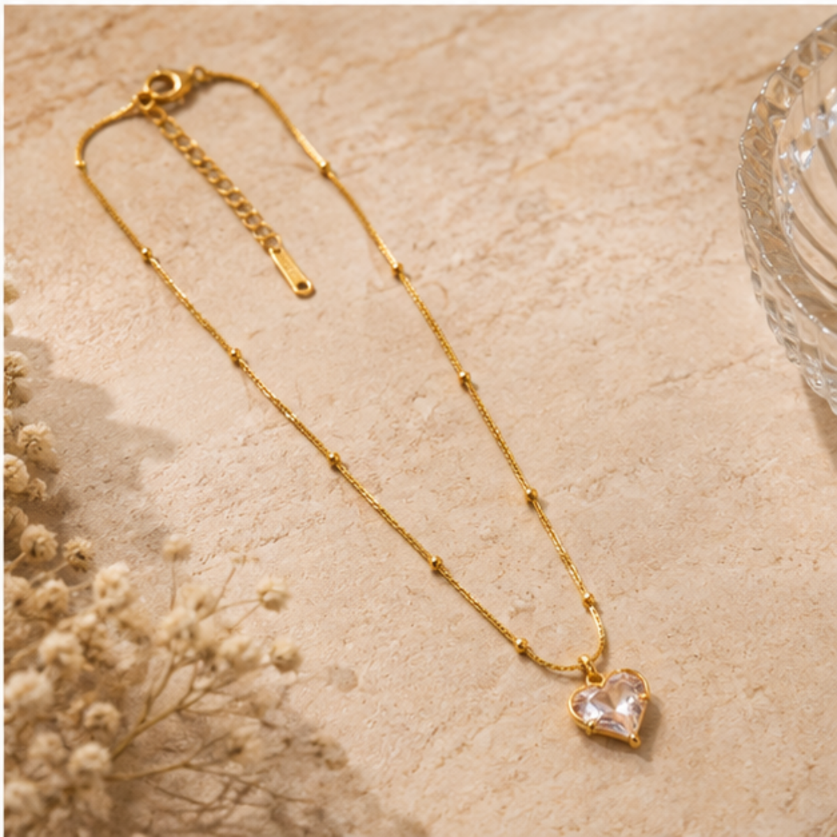 Gold Heart Pendant Long Necklace for Everyday Elegance