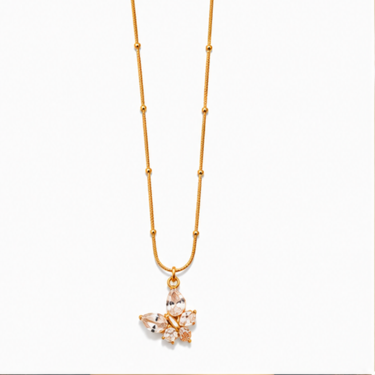 Gold Floral Cluster Pendant Long Necklace for Everyday Elegance