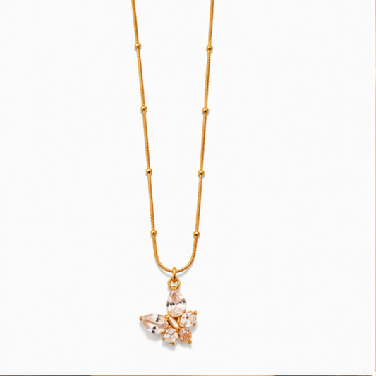 Gold Floral Cluster Pendant Long Necklace for Everyday Elegance