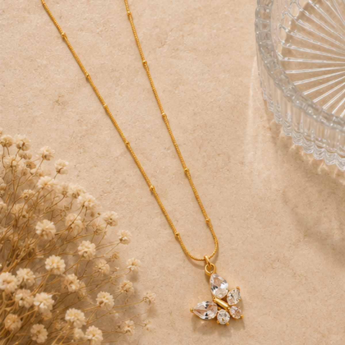 Gold Floral Cluster Pendant Long Necklace for Everyday Elegance
