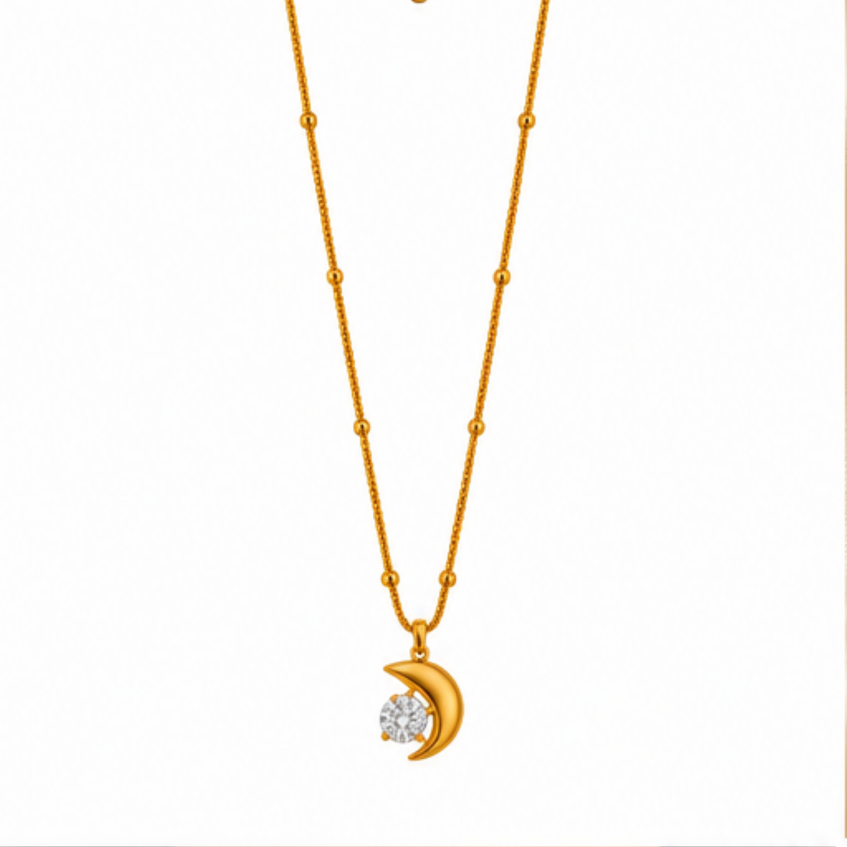 Gold Crescent Moon Crystal Pendant Necklace for Everyday Elegance
