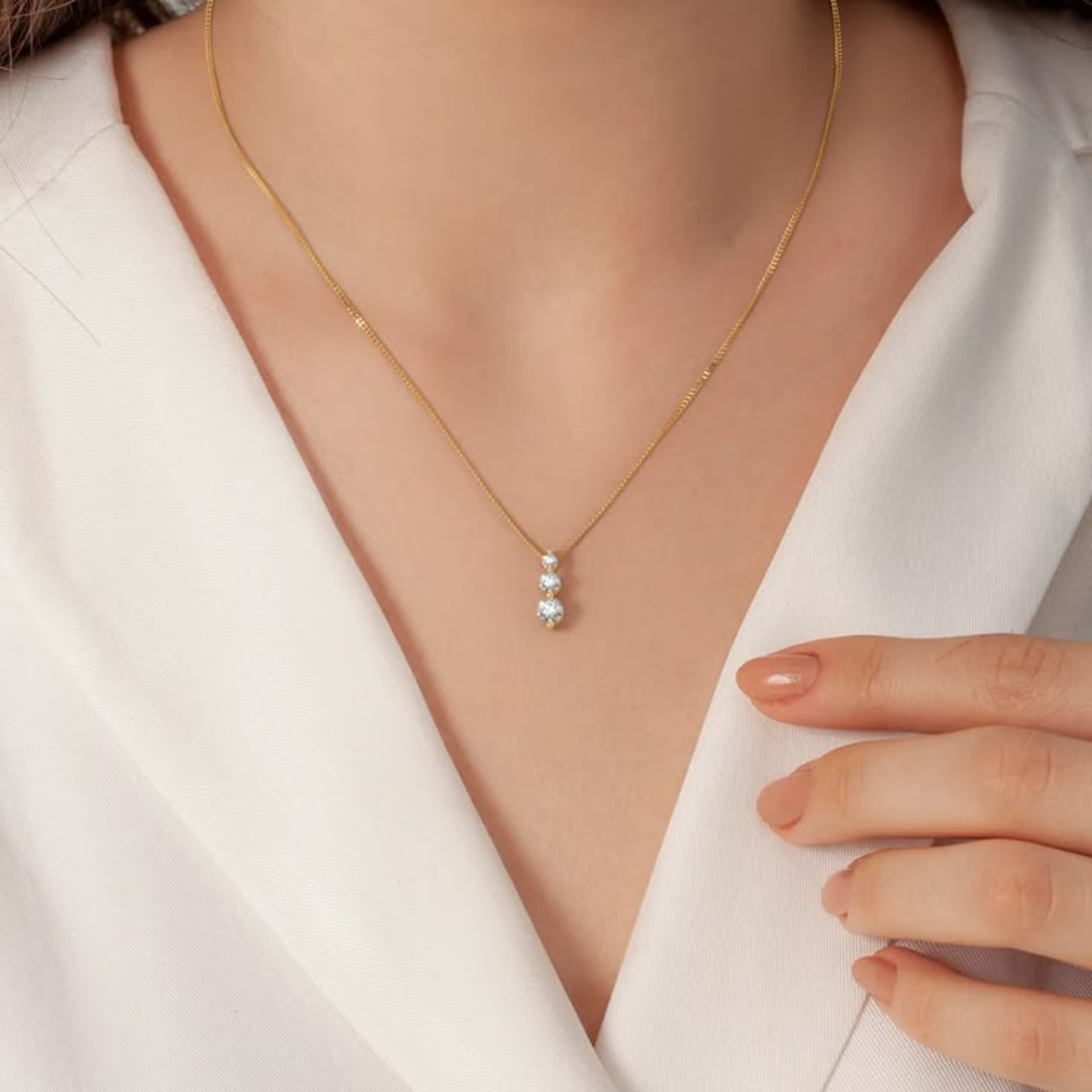 Double Crystal Drop Pendant Necklace