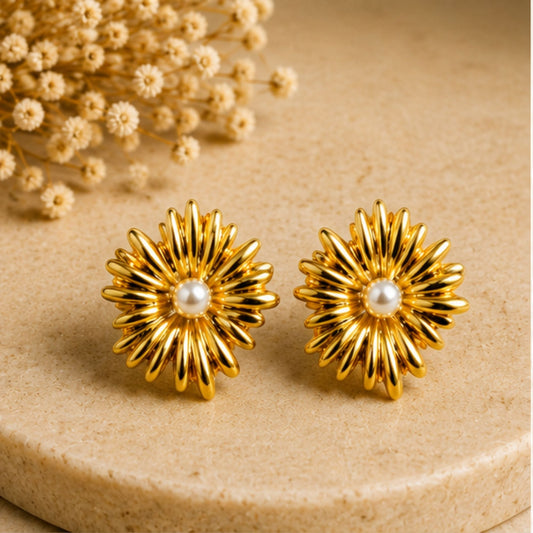 Gold-Tone Sunburst Stud Earrings for Everyday Elegance