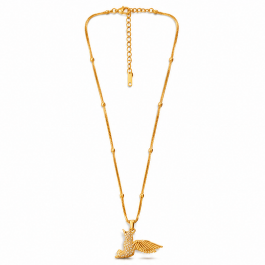 Gold Winged Angel Pendant Necklace for Everyday Elegance