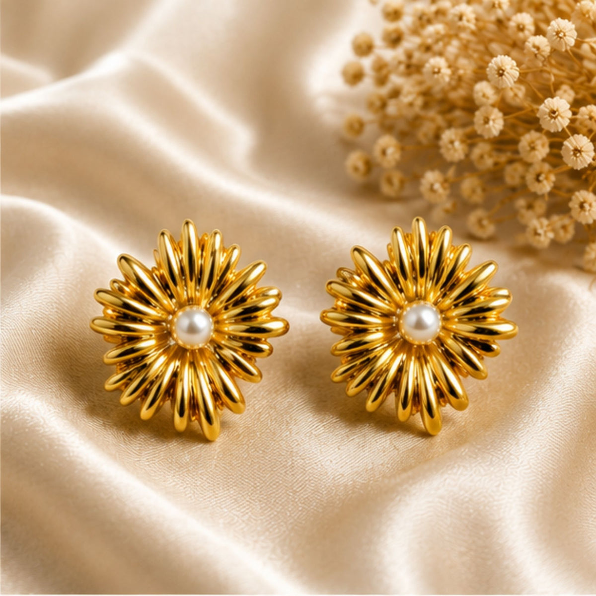 Gold-Tone Sunburst Stud Earrings for Everyday Elegance