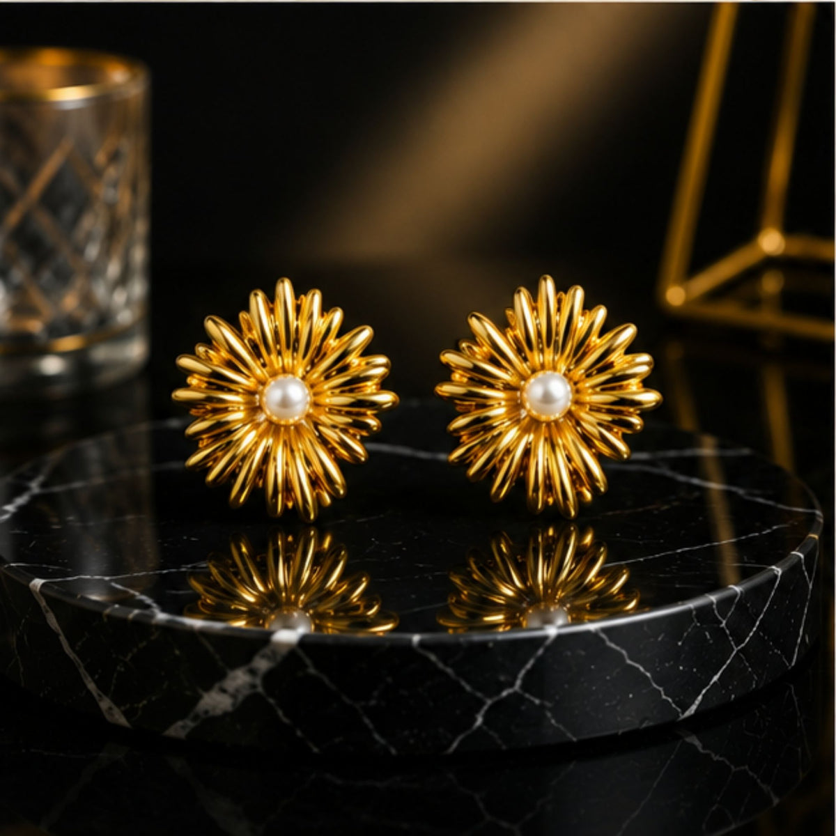 Gold-Tone Sunburst Stud Earrings for Everyday Elegance