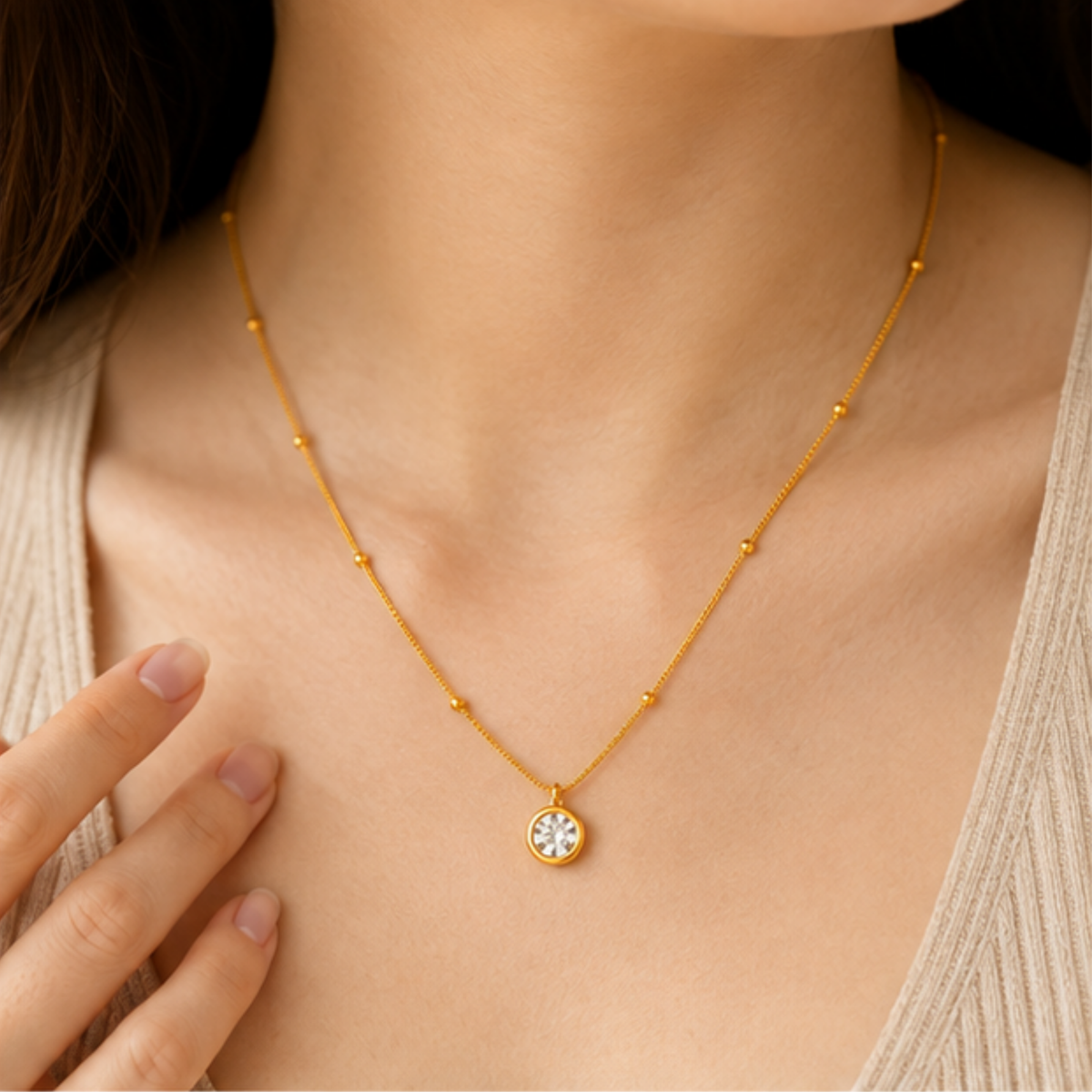Delicate Gold-Tone Pendant Necklace for Everyday Elegance