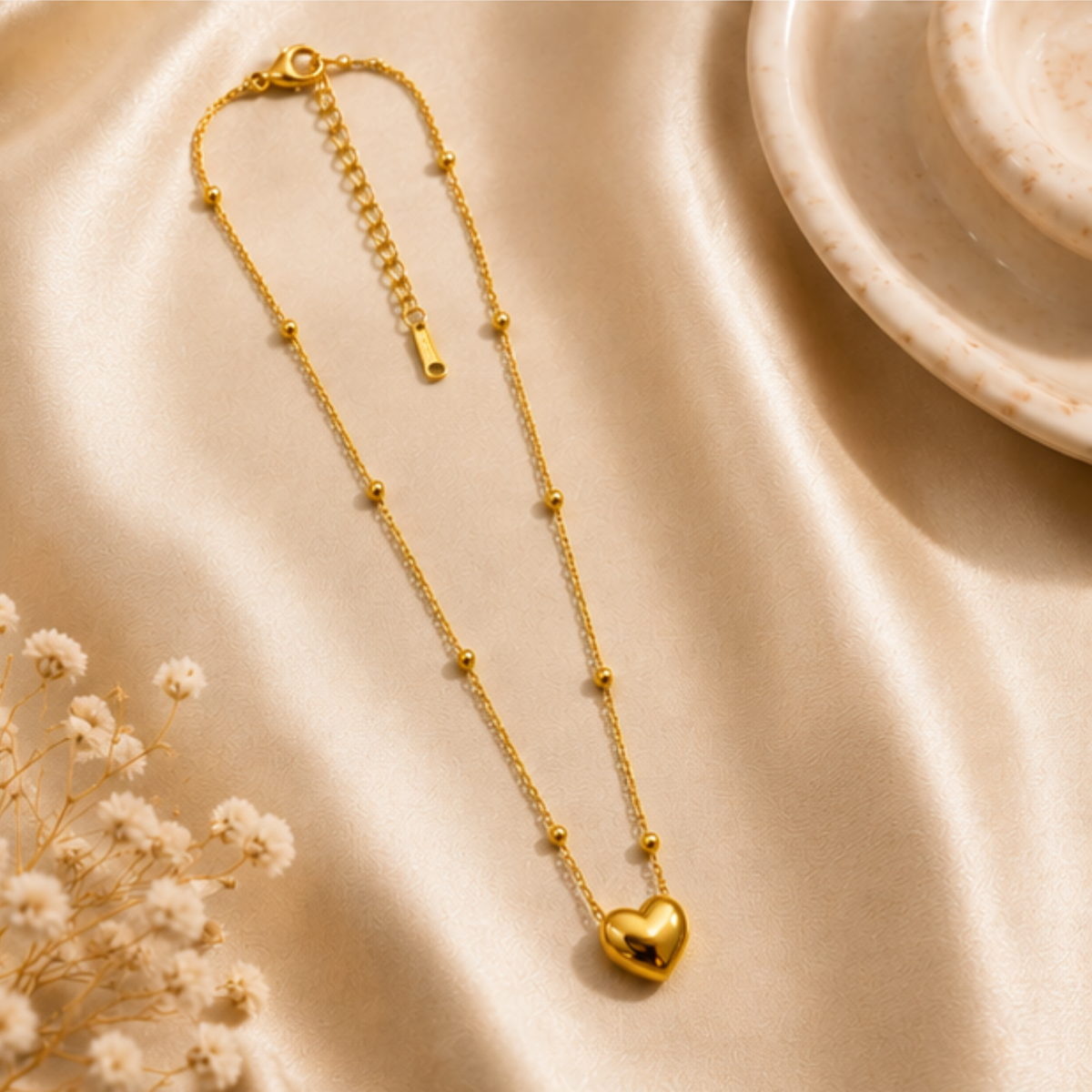 Layered Gold-Tone Heart Pendant Necklace for Women