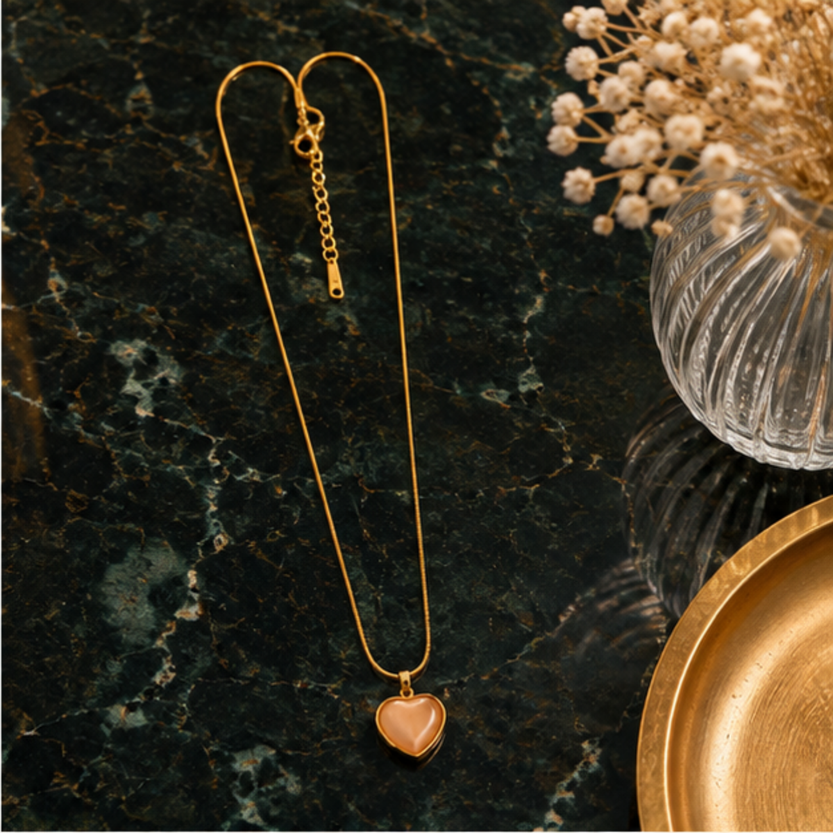 Delicate Gold-Tone Heart Pendant Necklace for Everyday Elegance