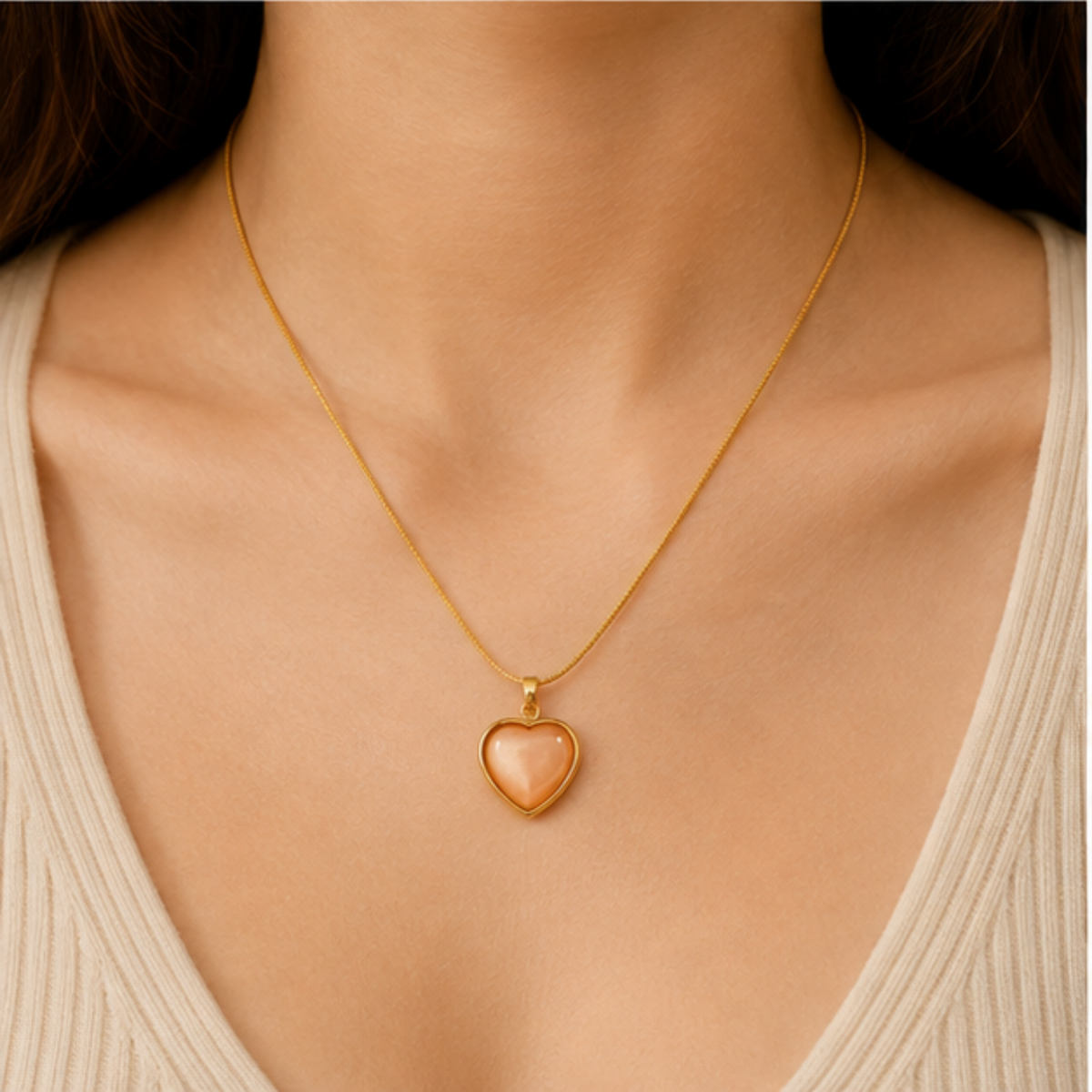 Delicate Gold-Tone Heart Pendant Necklace for Everyday Elegance