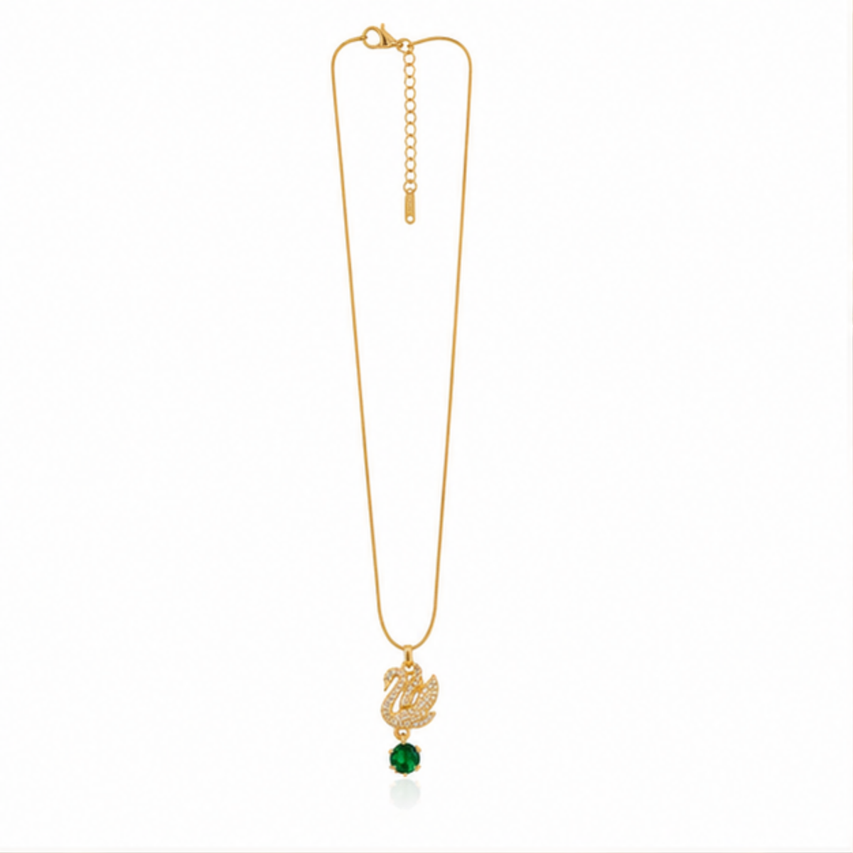 Elegant Gold-Tone Green Stone Pendant Necklace