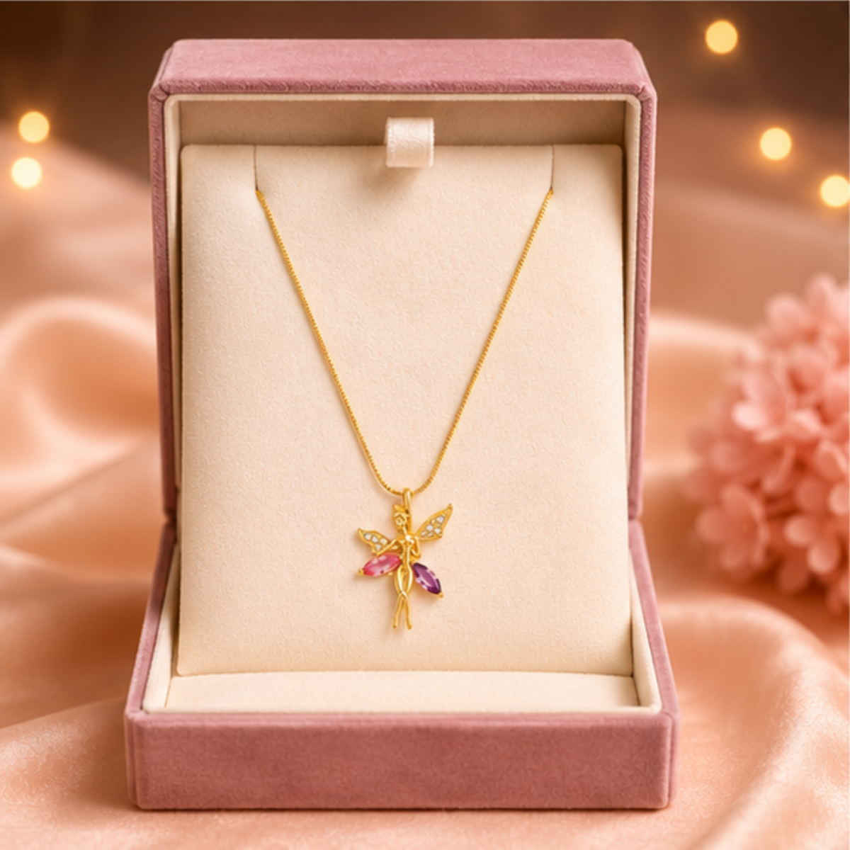 Multicolor Floral Gold-Tone Pendant Necklace for Women