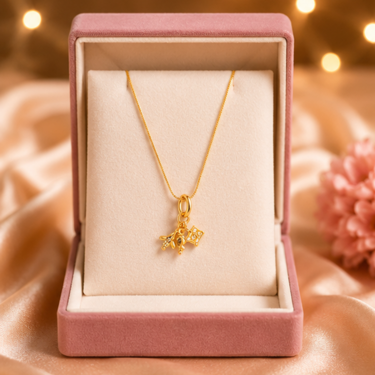 Elegant Gold-Tone Floral Pendant Necklace for Women