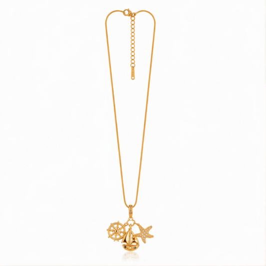 Elegant Gold-Tone Multi-Charm Pendant Necklace