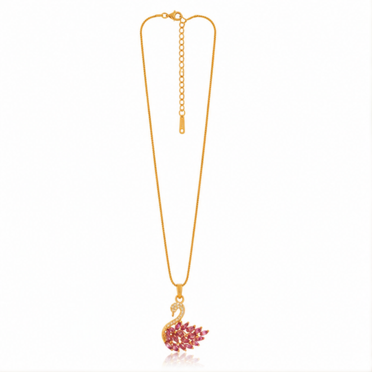 Gold-Tone Pink Cluster Pendant Necklace for Women