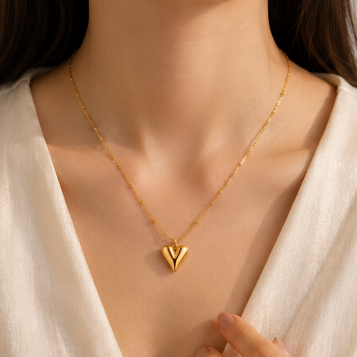 Gold-Tone V Pendant Long Chain Necklace
