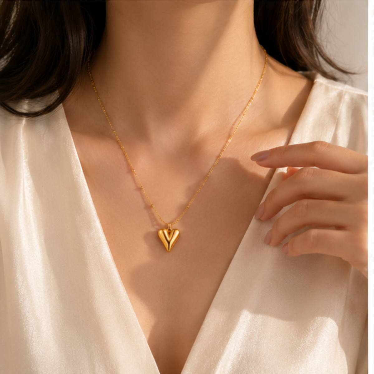 Gold-Tone V Pendant Long Chain Necklace