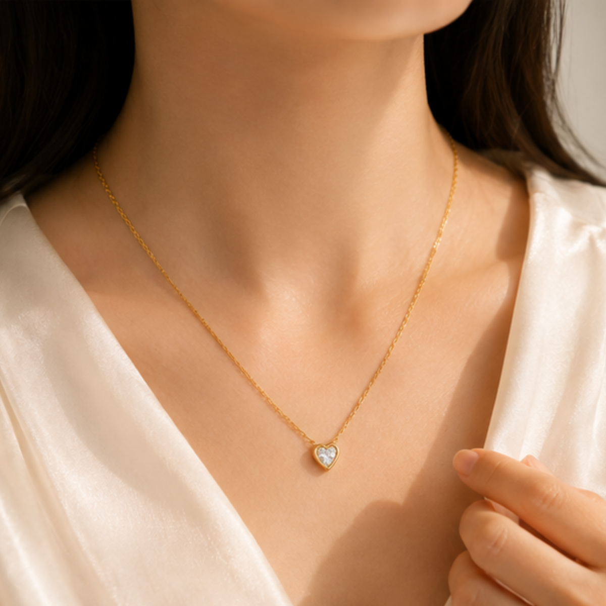 Gold-Tone Heart Pendant Layered Long Necklace