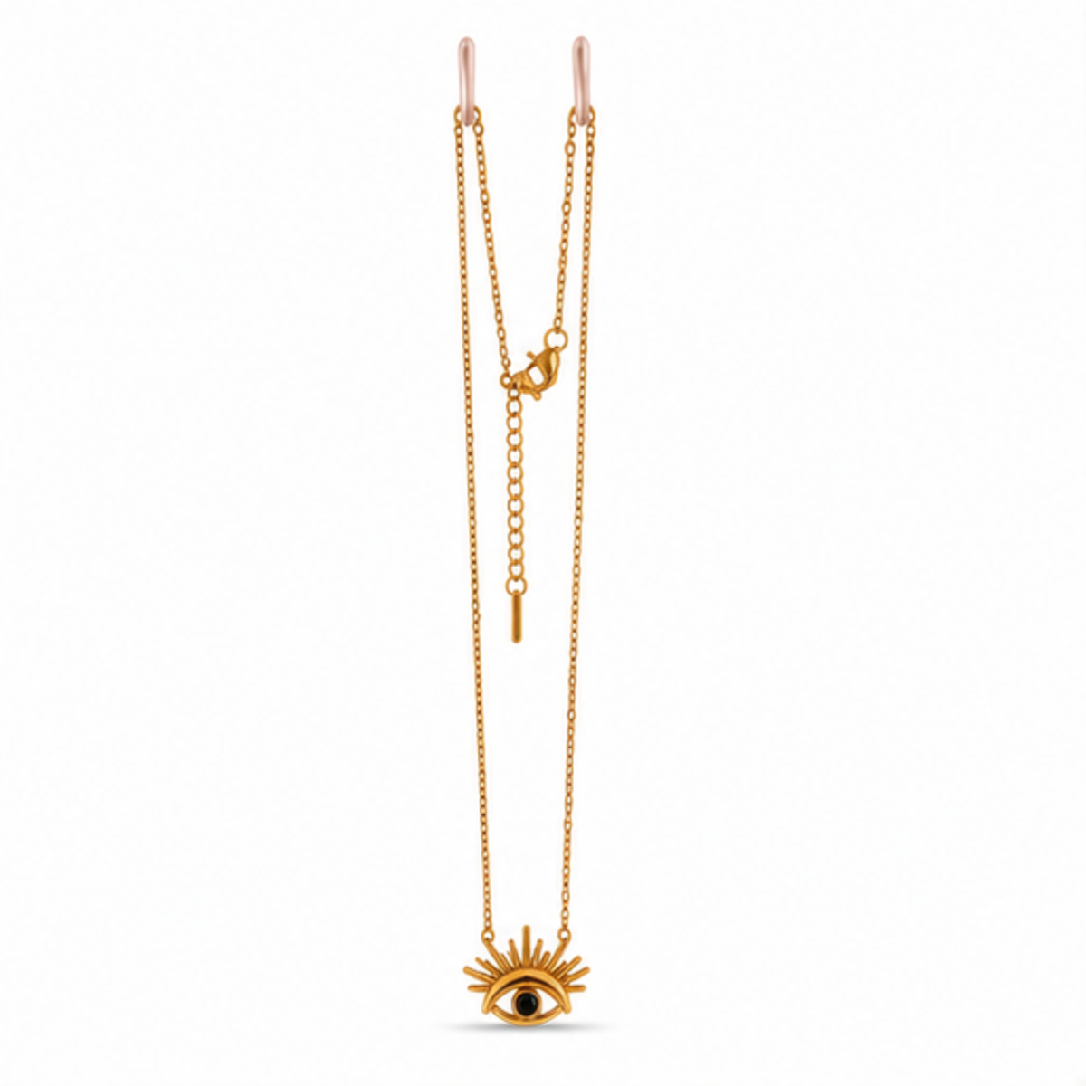 Gold-Tone Eye Pendant Layered Long Chain Necklace