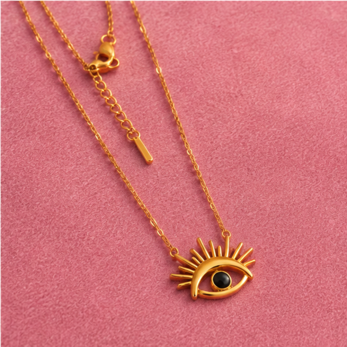 Gold-Tone Eye Pendant Layered Long Chain Necklace
