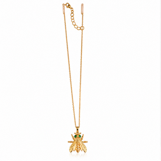 Gold-Tone Green Floral Leaf Pendant Necklace