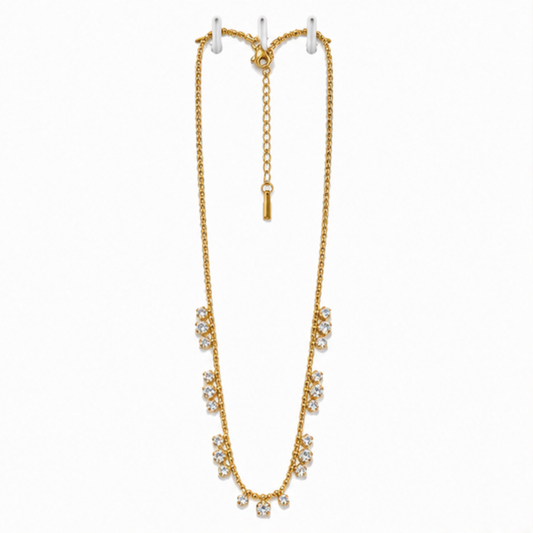 Gold Tone Crystal Accent Layered Necklace