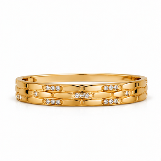 Gold Tone Crystal Link Bangle Bracelet for Women