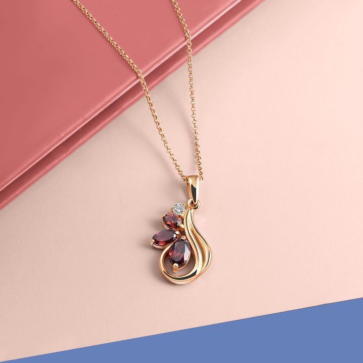 Garnet Floral Pendant Necklace