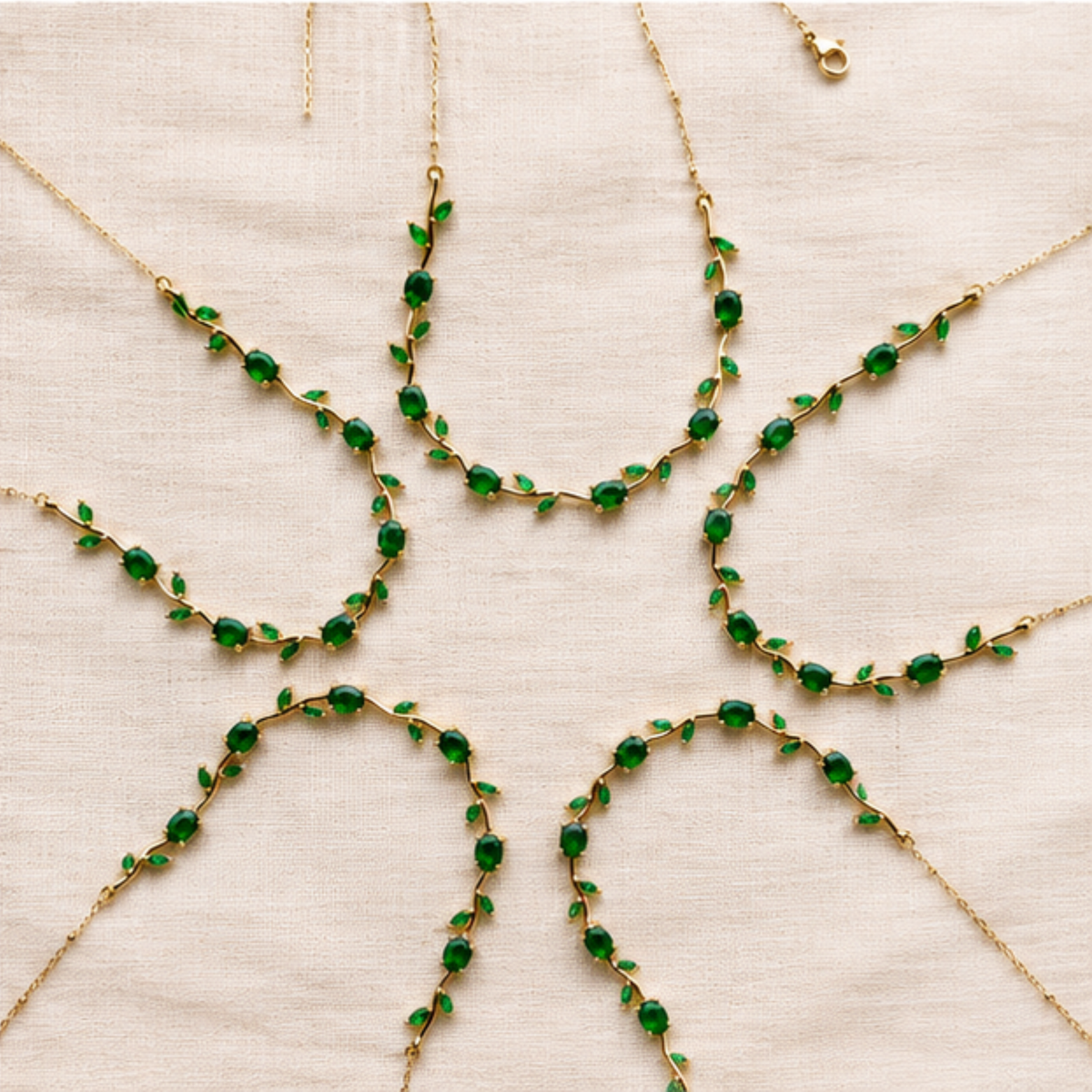 Green Beaded Gold Tone Layered Necklace