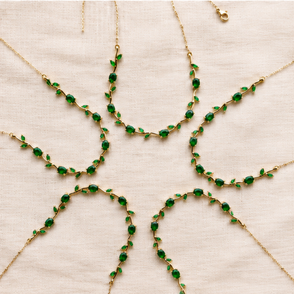 Green Beaded Gold Tone Layered Necklace