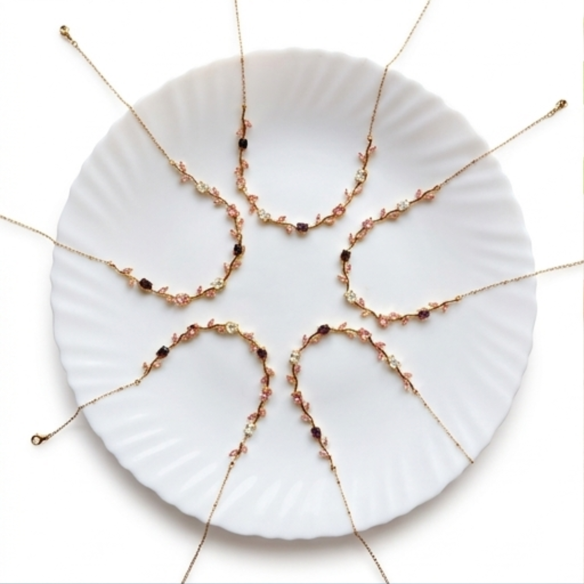 Brown Beaded Gold Tone Delicate Layered Necklace