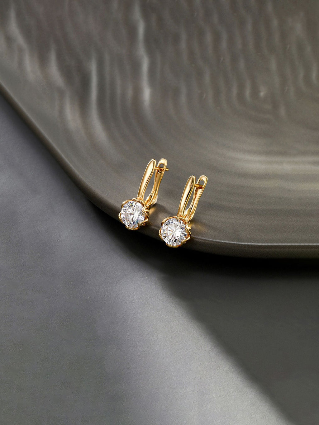 Solitaire Crystal Huggie  Earrings