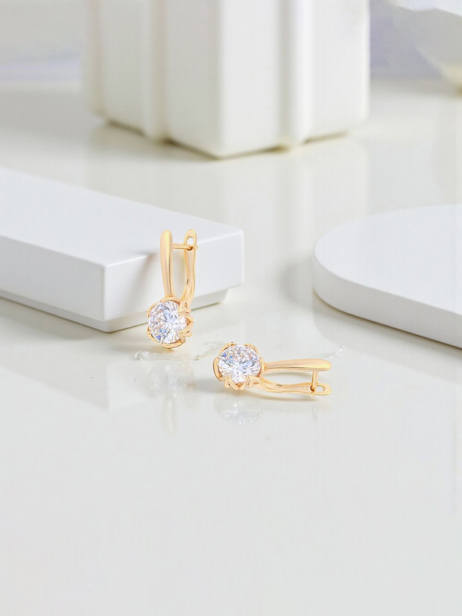 Solitaire Crystal Huggie  Earrings