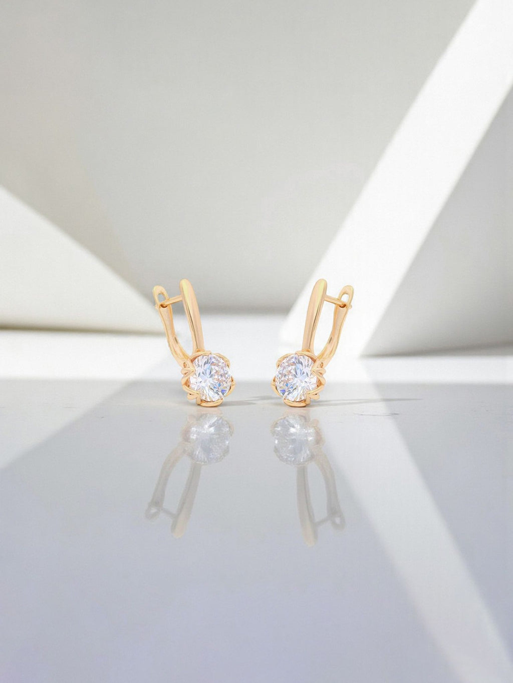 Solitaire Crystal Huggie  Earrings
