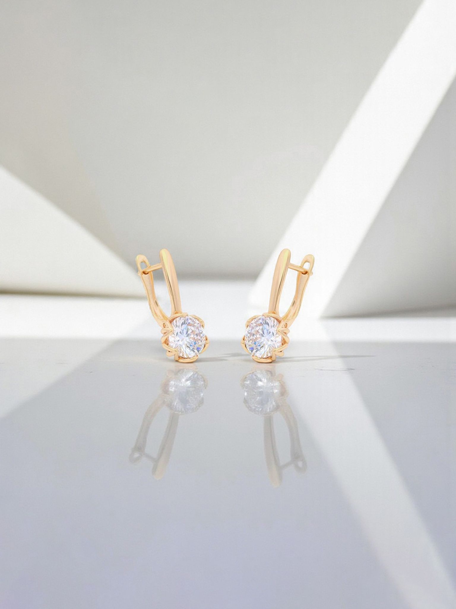 Solitaire Crystal Huggie  Earrings