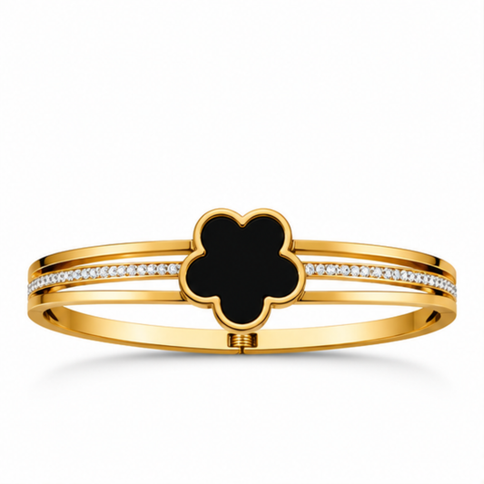 Black Clover Gold Tone Bracelet for Everyday Elegance