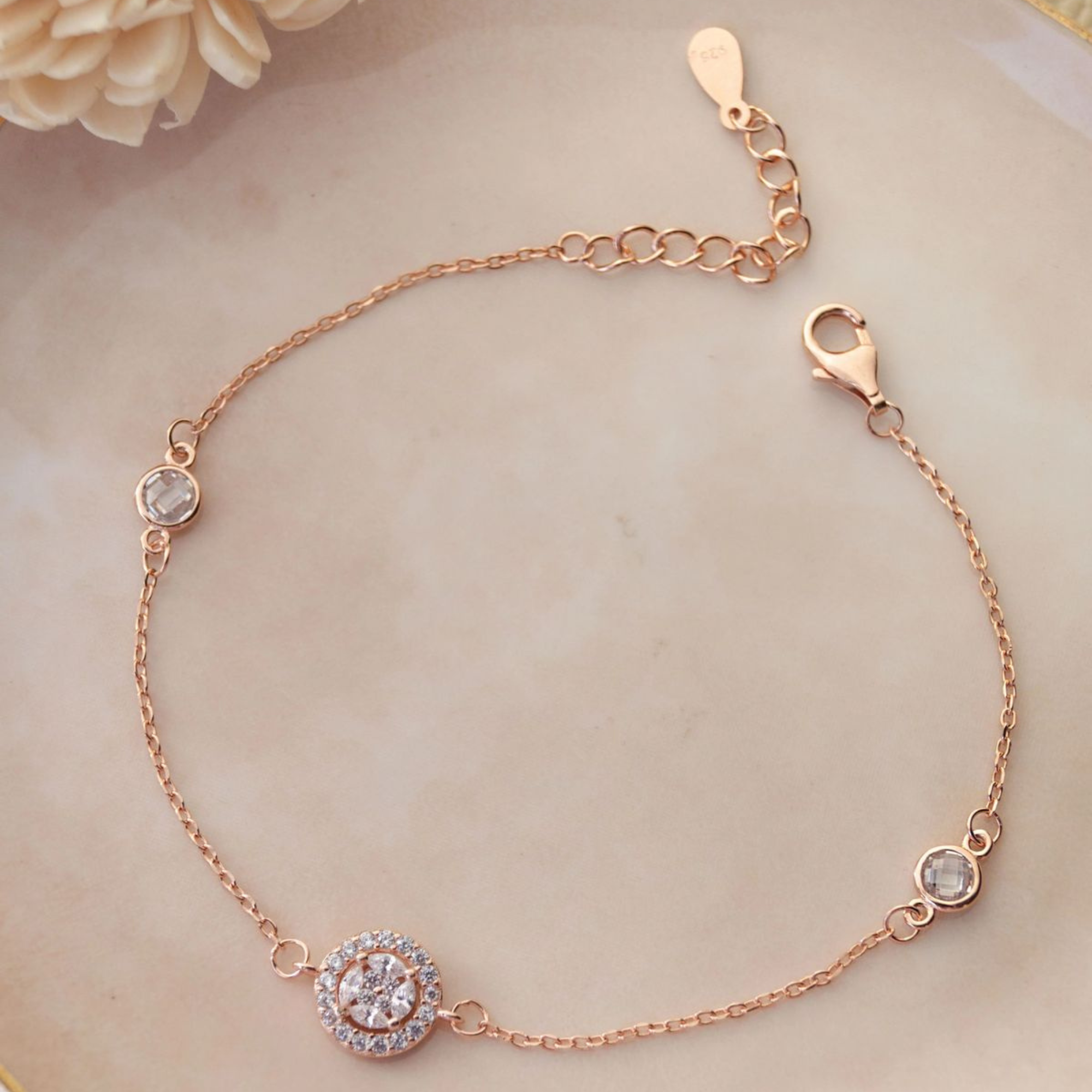 Olive Leaf Crystal Bangle Bracelet