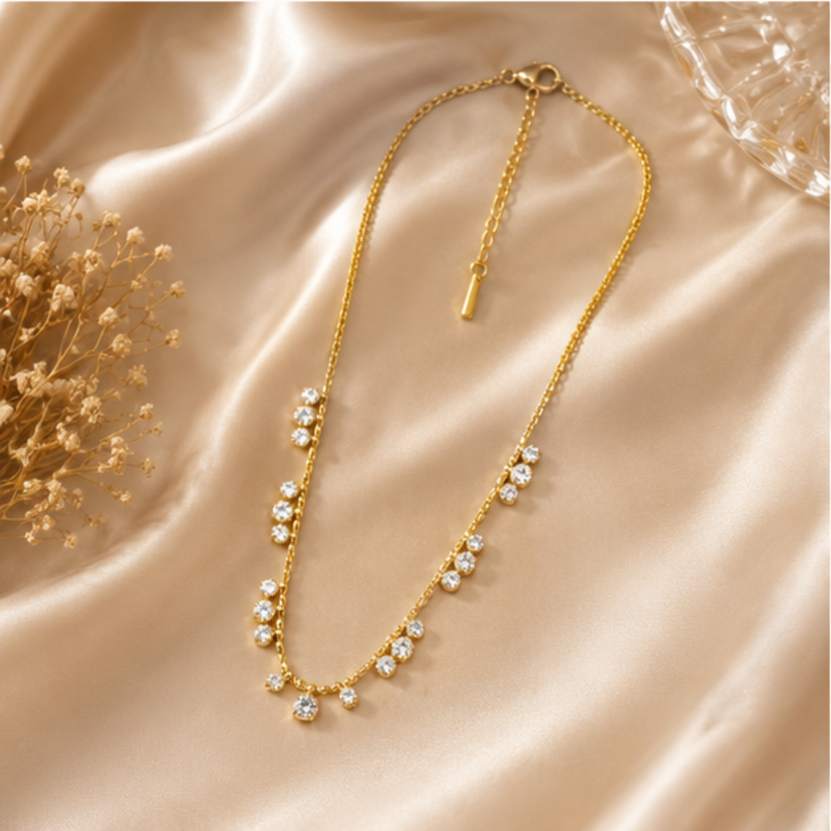 Gold Tone Crystal Accent Layered Necklace
