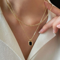 Black Onyx Layered Pendant Necklace