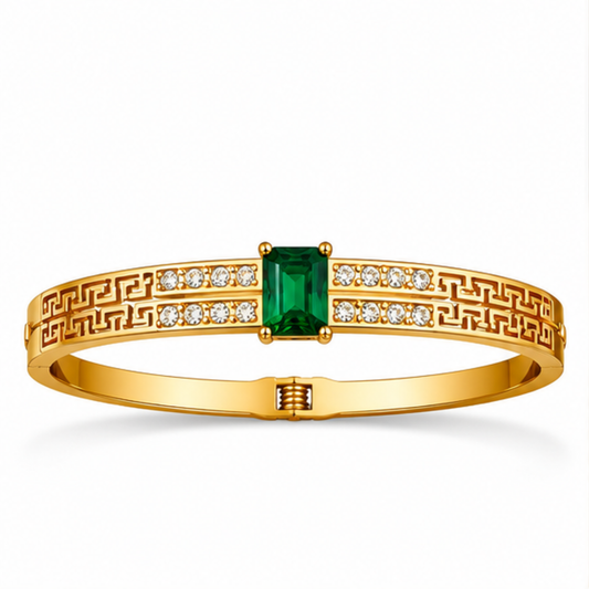 Emerald Green Crystal Gold Tone Bracelet