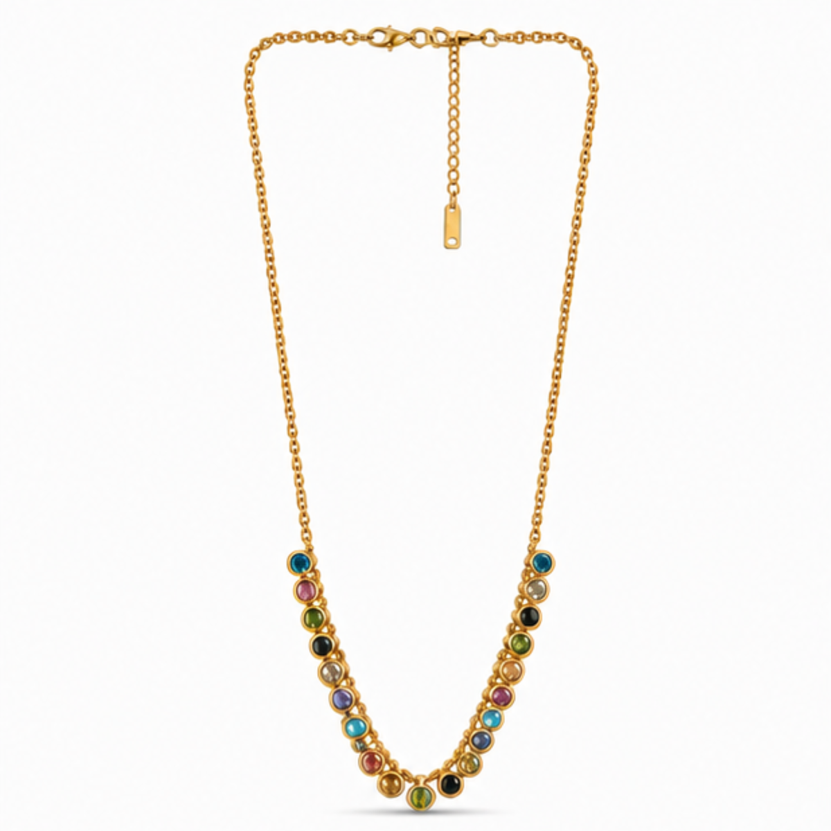 Gold Multicolor Beaded Necklace for Everyday Elegance