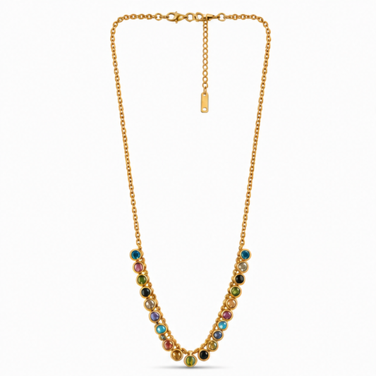 Gold Multicolor Beaded Necklace for Everyday Elegance