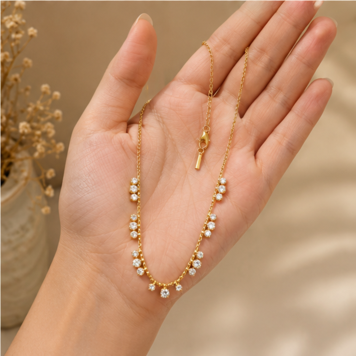 Gold Tone Crystal Accent Layered Necklace