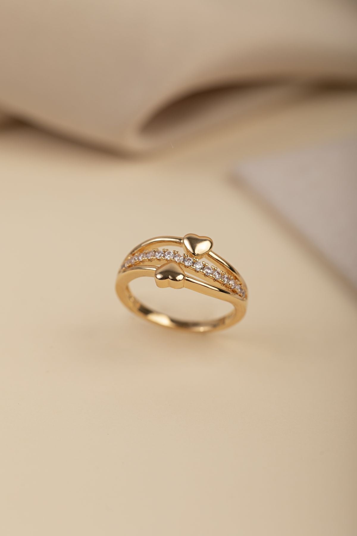 Double Heart Crystal  Ring