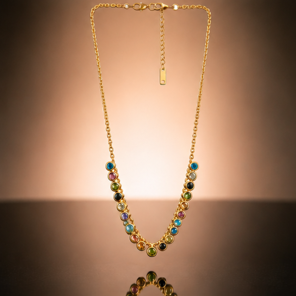 Gold Multicolor Beaded Necklace for Everyday Elegance