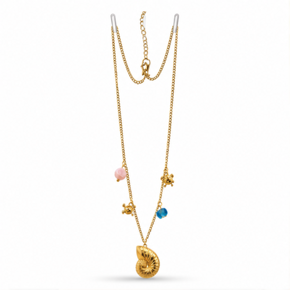 Gold Tone Layered Charm Pendant Necklace