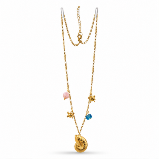 Gold Tone Layered Charm Pendant Necklace
